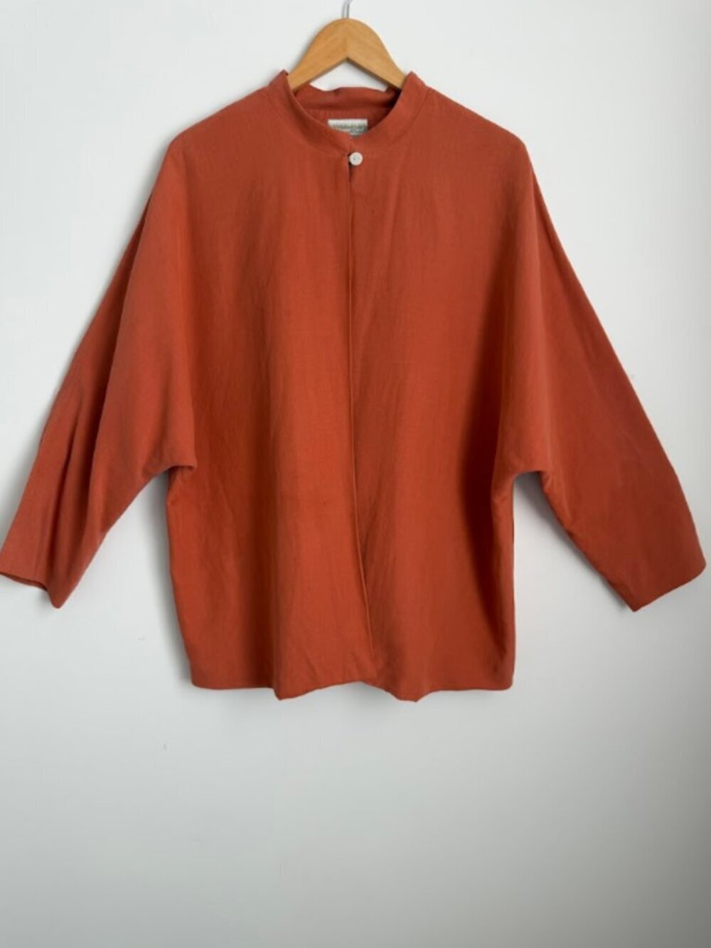 Coldwater Creek Silk Linen Open Front Mandarin Jacket Size L